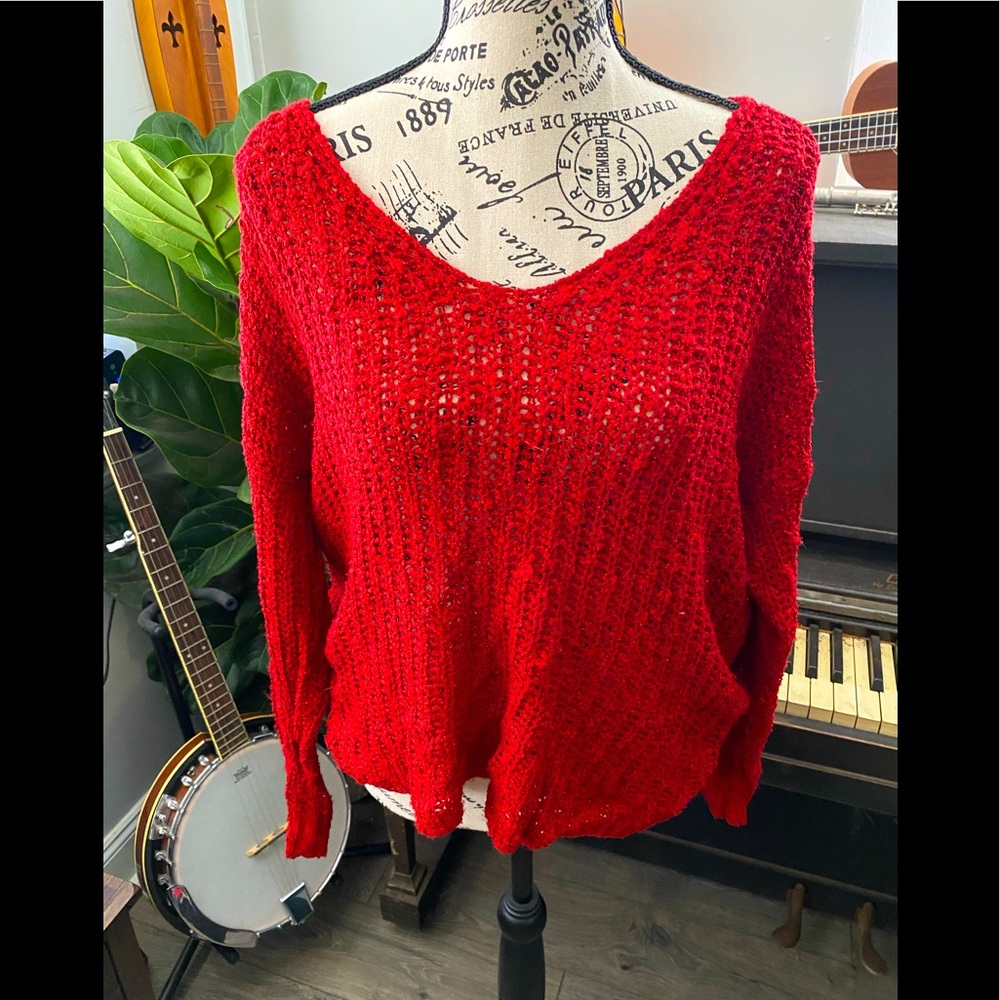 Altar’d State Red sexy & cozy sweater
